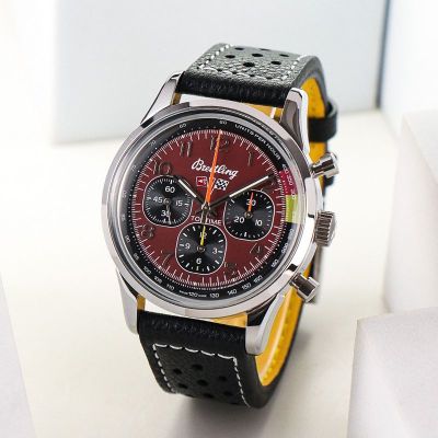 Breitling Fake Watch 42MM in Diameter Stainless Steel Sapphire Glass Dark Red Watch